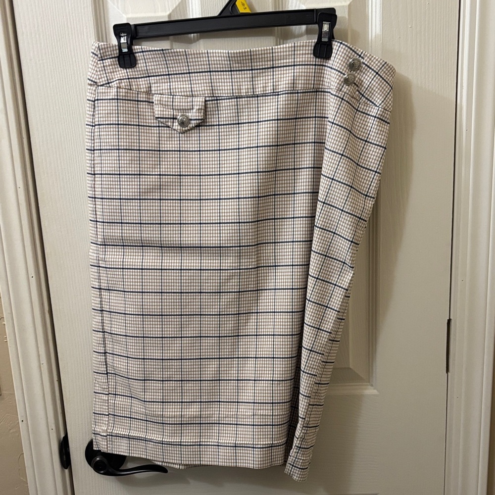 Cato Cream and Black Checkered Pencil Skirt